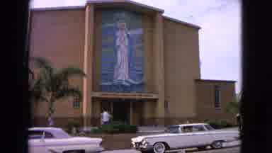 Barrington Illinois USA (1963): The Front Side Of A Church With Large Portrait Of