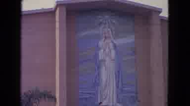 Barrington Illinois USA (1963): Jesus Painting Outside And Statue Inside Of The