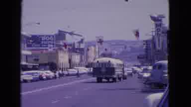Barrington Illinois USA (1963): Garland Of Switzerland's Flag Float Above Busy