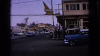 BARRINGTON ILLINOIS USA-1963: Busy Street With Classic Cars And Pedestrians