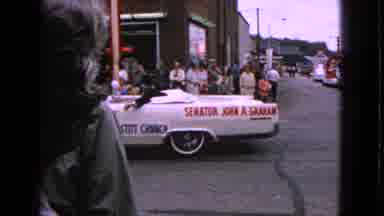 Barrington Illinois USA (1963): Woman Wearing Blue Dress Rides In Blue Parade Car