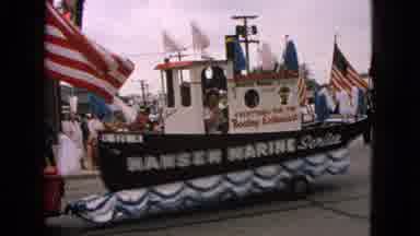 Barrington Illinois USA (1963): A Parade Featuring A Boat With The Title Hansen