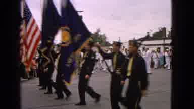 Barrington Illinois USA (1963): Navy Sailors Marching In A Parade Though A Small
