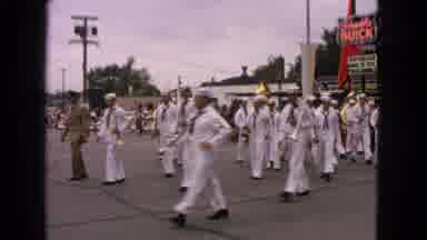 Barrington Illinois USA (1963): Naval Marching Band Walking In Formation While
