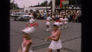 Barrington Illinois USA (1963): Car Follow The School Kids As They March Marching