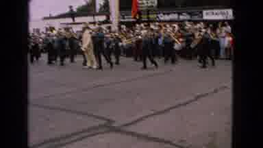 Barrington Illinois USA (1963): Marching Band Playing Music Going Down The Street