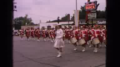 Barrington Illinois USA (1963): Fanfare March Of Dozens Of People In Red And White