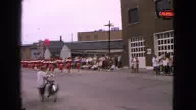 Barrington Illinois USA (1963): People On Sidewalks Watch Parade With Car And
