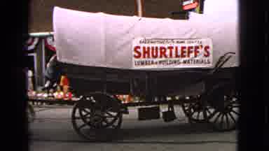 Barrington Illinois USA (1963): Cows And Horses Pulling Covered Wagons In A Parade