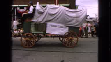 Barrington Illinois USA (1963): People Riding Horse And A Covered Wagon Going Down