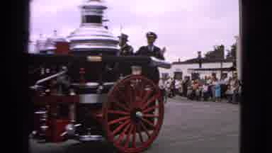 Barrington Illinois USA (1963): A Parade With Old Fire Trucks In An Old Town In