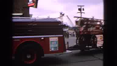 Barrington Illinois USA (1963): Parade Fire Truck And Buggy Turn Corner On A