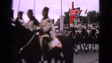 Barrington Illinois USA (1963): People On Horseback Carrying Various Flags In A