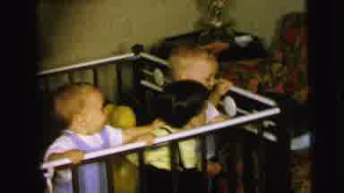 Camden New Jersey (1963): Three Babies In A Crib Playing