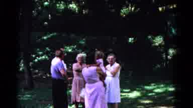Cold Springs New York USA (1963): People Are Chatting In The Shade Of The Trees Of