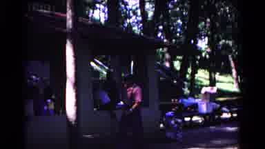 Cold Springs New York USA (1963): Man Walking Towards Kids