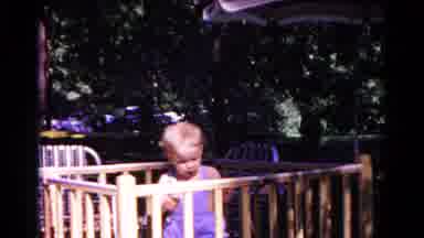 Cold Springs New York USA (1963): Little Girl Playing Inside Crib And Outside In