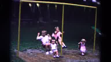 Cold Springs New York USA (1963): Five Children Happily Swinging Back And Forth
