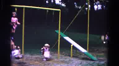 Cold Springs New York USA (1963): Five Children Happily Swinging On On Two