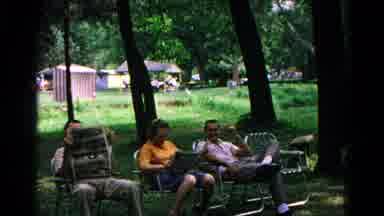 Cold Springs New York USA (1963): A Group Of People Hanging Out Outside On Lounge