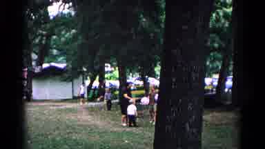 Cold Springs New York USA (1963): Kids Parkforestplayingballboysparentmother Green