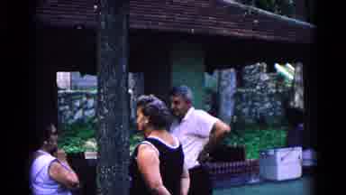 Cold Springs New York USA (1963): Two Women And Man Talk Outside And A Little Boy