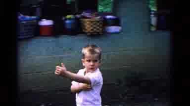 Cold Springs New York USA (1963): A 3 Year Old Little Boy Walking Around With His