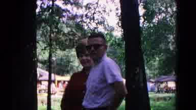Cold Springs New York USA (1963): White Man And Woman Speak Outdoors In Breezy