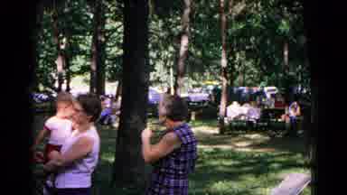 Cold Springs New York USA (1963): Family Reunion Gathering In Park On Sunny Day