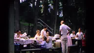 Cold Springs New York USA (1963): People In A Park Enjoying A Gathering At Tables