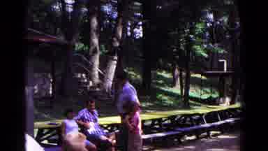Cold Springs New York USA-1963: Family Picnic At Outdoor Shelter With Picnic Tables