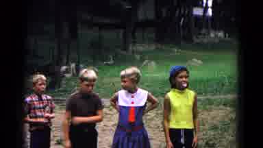 Cold Springs New York USA (1963): Children Are Standing In A Row On The Meadow For