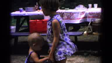 Cold Springs New York USA (1963): Older Sister Helps Little Brother