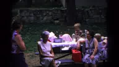 Cold Springs New York USA (1963): Three Woman And A Boy On A Picnic At A Park The