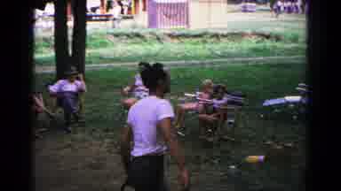 Cold Springs New York USA (1963): Playing Game Outside With Family Near Trees On A