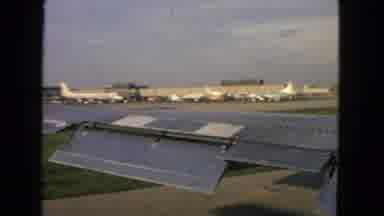 San Francisco California (1963): View From Inside Airplane At A Busy Airport With