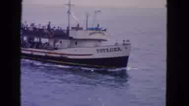 San Francisco California (1963): People Rode On Boat Named Voyager Over Body Of