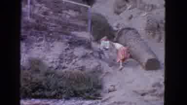 San Francisco California (1963): People Of All Ages Climb Steep Rocky Mountain Man