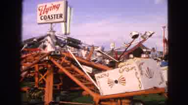 Walworth Wisconsin USA (1963): People Enjoying Flying Coaster Merry-Go-Round In