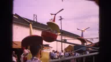 Walworth Wisconsin USA (1963): Men And Women Watching And Riding A Helicopter