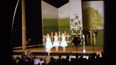 Walworth Wisconsin USA (1963): Three Women In Pretty Dresses On A Large Stage