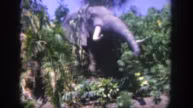 Disneyland California (1962): A Fake Elephant Waves Its Trunk A Fake Hippo Spits