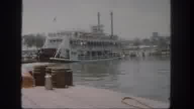 Disneyland California (1962): Large Boat Pulls Out Of The Dock And Gets Ready To