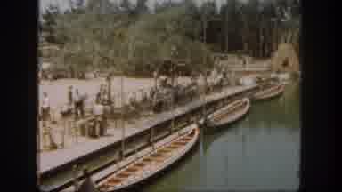 Disneyland California (1962): People Waiting In Front Of Old Boats To Be Entered
