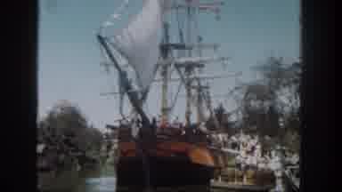 Disneyland California (1962): The Old Type Sail/Pirates Ship Attracts Many People