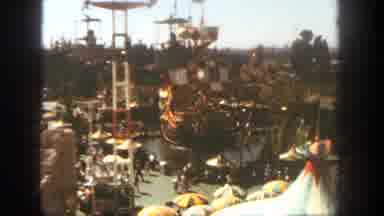 Disneyland California (1962): Aerial View Of Passing Sky Trams At Amusement Park
