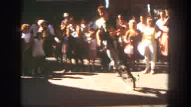 Disneyland California (1962): Performer Unicycle Audience Bird Kids Adults Day