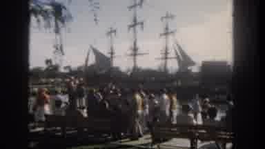 Disneyland California (1962): Families Outing Watching Clipper Ship Row Boats And