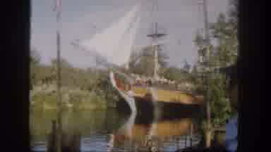 Disneyland California (1962): An Elegant Old Wooden Ship Sails By The Bay Or Coast