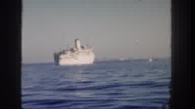 San Diego California (1962): Ship Horizon Calm Water Blue Background Vacation Fun